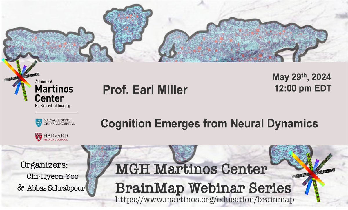 Join us Wednesday May 29th, 2024 at 12 pm EDT for an exciting BrainMap Webinar 🧠💡🧠 @MGHMartinos by Prof. Earl Miller, PhD - MIT ( @MillerLabMIT ) Webinar link: martinos.org/event/brainmap… Contact organizer for info: @abbas_neuro