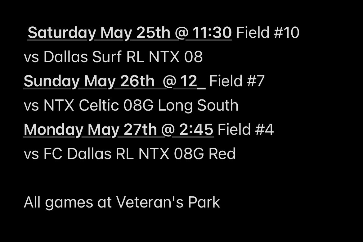 Showcase in College Station schedule