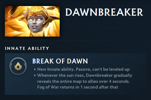 For other gamers like me who didn't know.. apparently there's something called sun in the sky outside that rises and sets. Dunno the science behind it but the new Dawnbreaker innate ability is based on that. Learn something new today. #Dota2