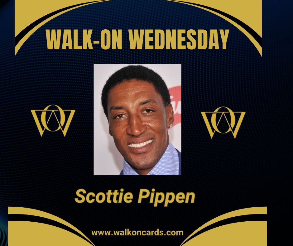 Walkon_Cards's tweet photo. This weekβs Walk-On Wednesday player spotlight is Scottie Pippen.
Pippen went from being a walk-on manager turned player at Central Arkansas to a six-time NBA champion and seven-time All-Star. He's also a member of the NBA Hall of Fame.
#walkoncards #walkonwednesday #NBA https://t.co/1jN3ZMF0Xe