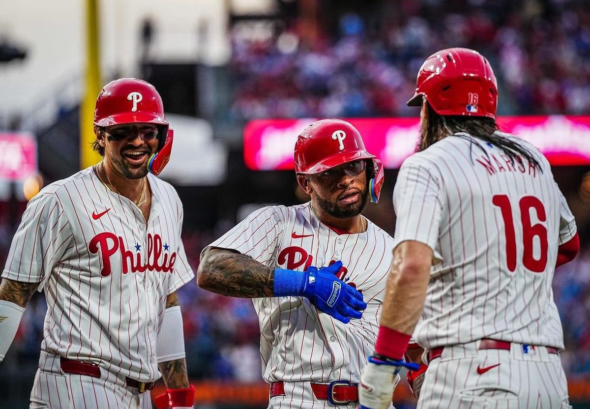 Phillies 11, Rangers 4. Edmundo Sosa hit a 3-run homer. JT went yard. Bryce went yard. Alec Bohm had two more RBIs. This team simply just rakes. The Phillies are 22 games over .500 at 36-14. They’ve won 28 of 34 games for the first time since 1895!