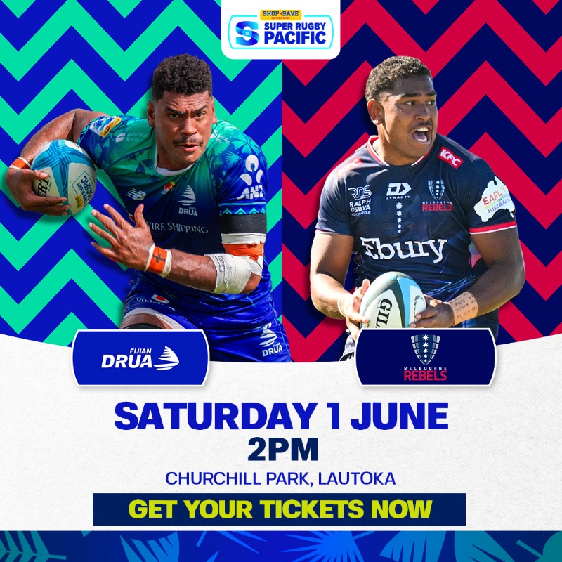 Fijian_Drua's tweet photo. We are just one week away from quarter-finals and it all comes down to this!

See our Fijian Drua as they take on the Melbourne Rebels at Churchill Park.

Secure your seats now and beat the queues.