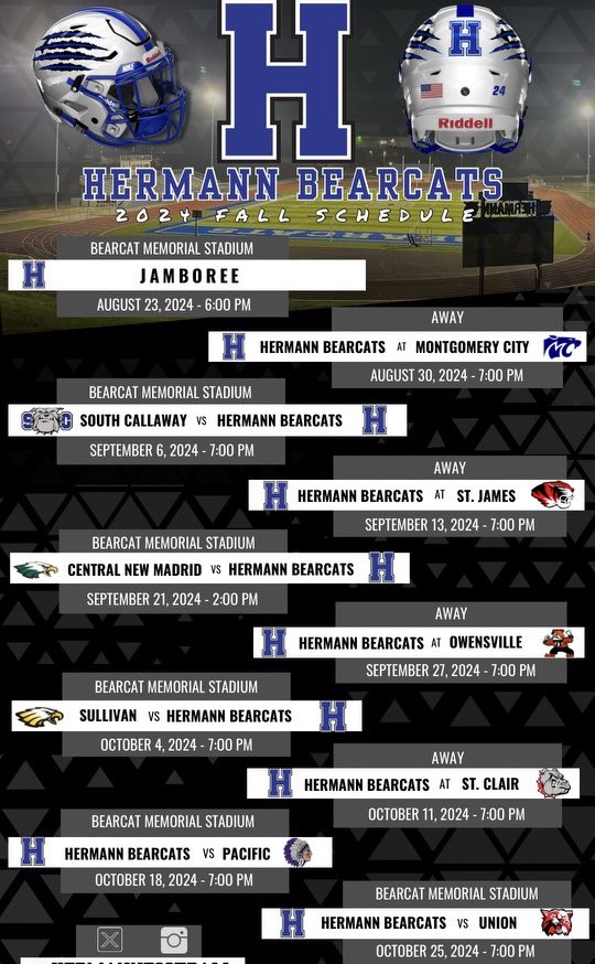 hermannfootball's tweet photo. 2024 Football schedule is up!! https://t.co/8g4yoAuqvd