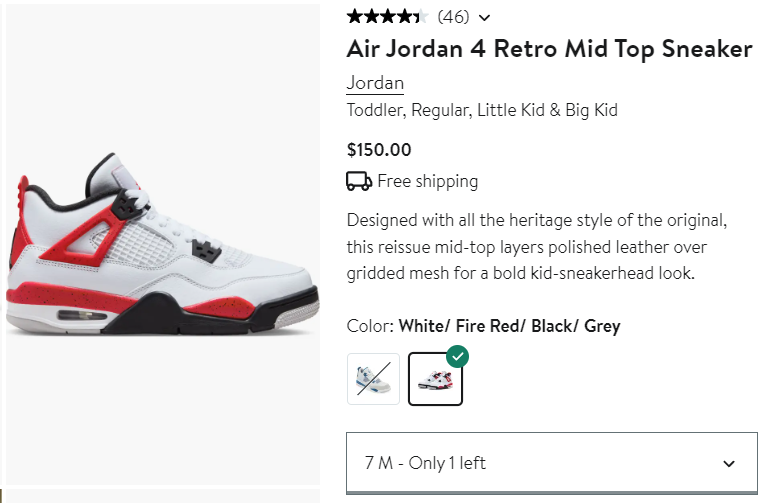 Ad: GS Jordan 4 Red Cement - Size 7 only howl.me/cmi7TJ6s6Tx