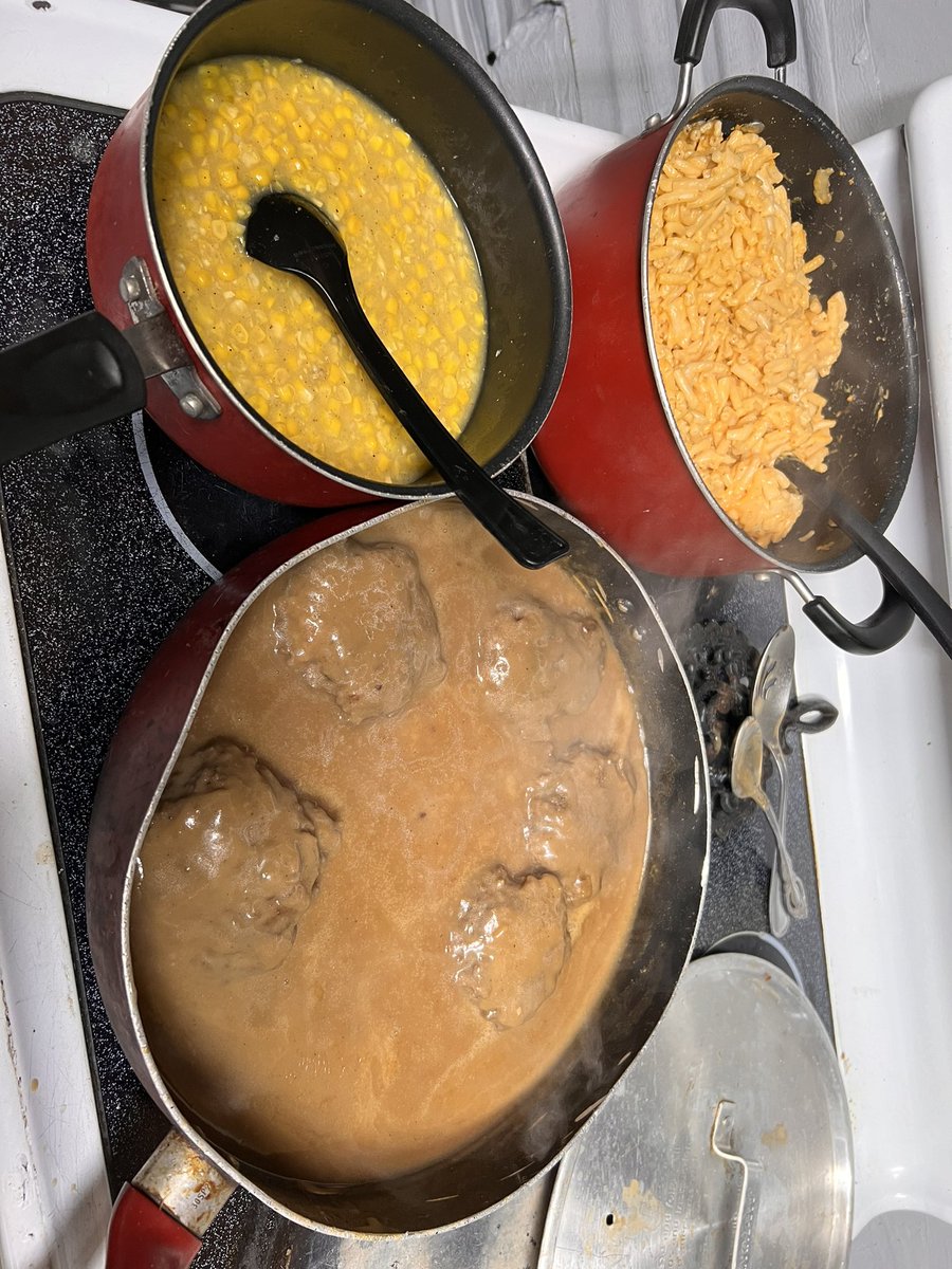 I made homemade Salisbury steaks with dripping gravy, Mac & cheese, corn & biscuits  #foodie #food #foodaddict #yum #delicious #homecooked #foodaholic #foodporn #foodgasm #foodstagram #instafood #foodphoto #foodblogger