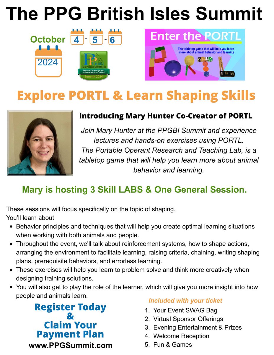 PetGuild's tweet image. Mary Hunter is crossing the pond to help teach at the PPGBI summit!!
Grab your payment plan here:
petprofessionalguild.com/webinars-event…
#animalbehaviour #animallearning #England #dogtraining
