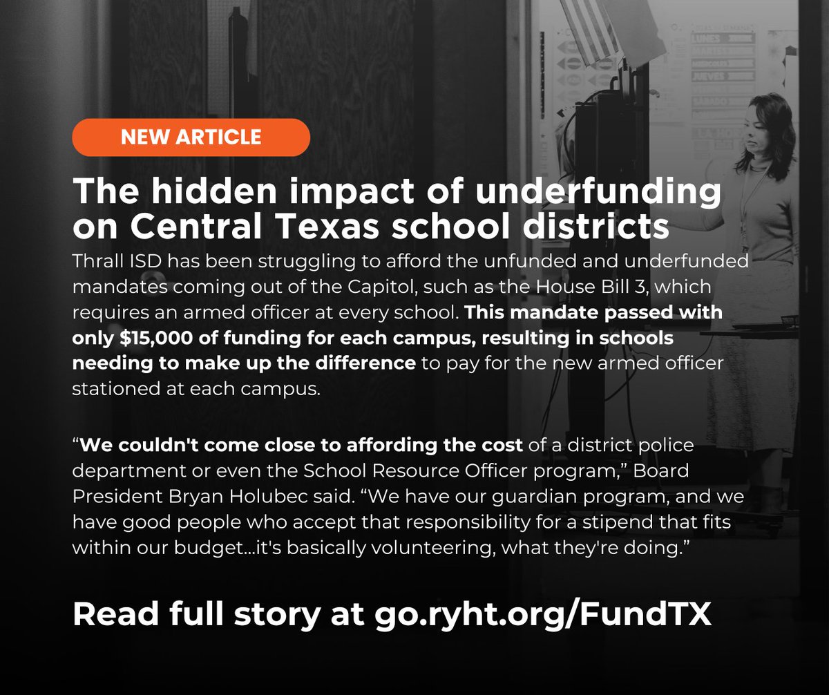 Across the state, school districts are feeling the effects of inflation and lack of funding. Read the full article here: go.ryht.org/FundTX