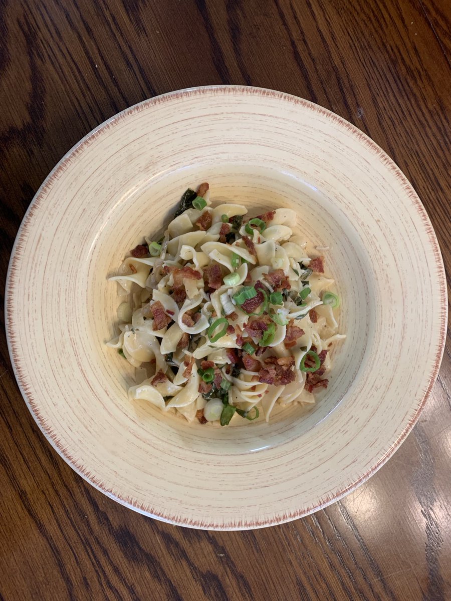 AtlantisCooking's tweet image. Egg Noodles with Bok Choy and Bacon