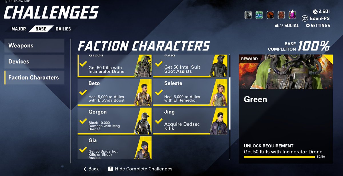 All faction character challenges complete ✅