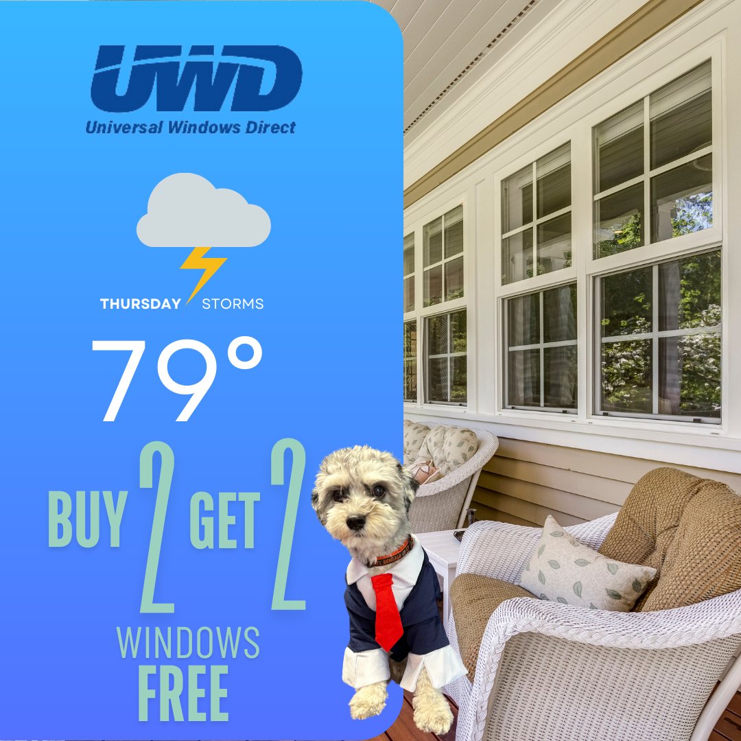 uwdcincinnati's tweet photo. Hey Cincinnati! 🌦️ Bowie the UWD dog here with your weather update! We’ve got some storms rolling in this week, so stay cozy and safe indoors.
Check out our latest offers now! 

#WeatherUpdate #HomeImprovement #UWDDeals https://t.co/nmUGcFxMQk