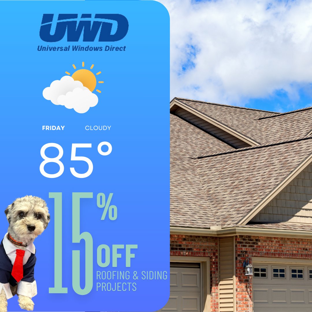 uwddayton's tweet photo. Hey Dayton! 🌦️ Bowie the UWD dog here with your weather update! We’ve got some storms rolling in this week, so stay cozy and safe indoors.
Check out our latest offers now! 

#WeatherUpdate #HomeImprovement #UWDDeals https://t.co/peQK1YCcJU