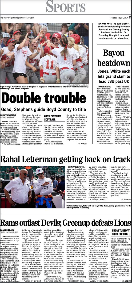 Thursday sports front! Work by @SparksWillFly35, @thatphotoguy82, @CollierSZLive.