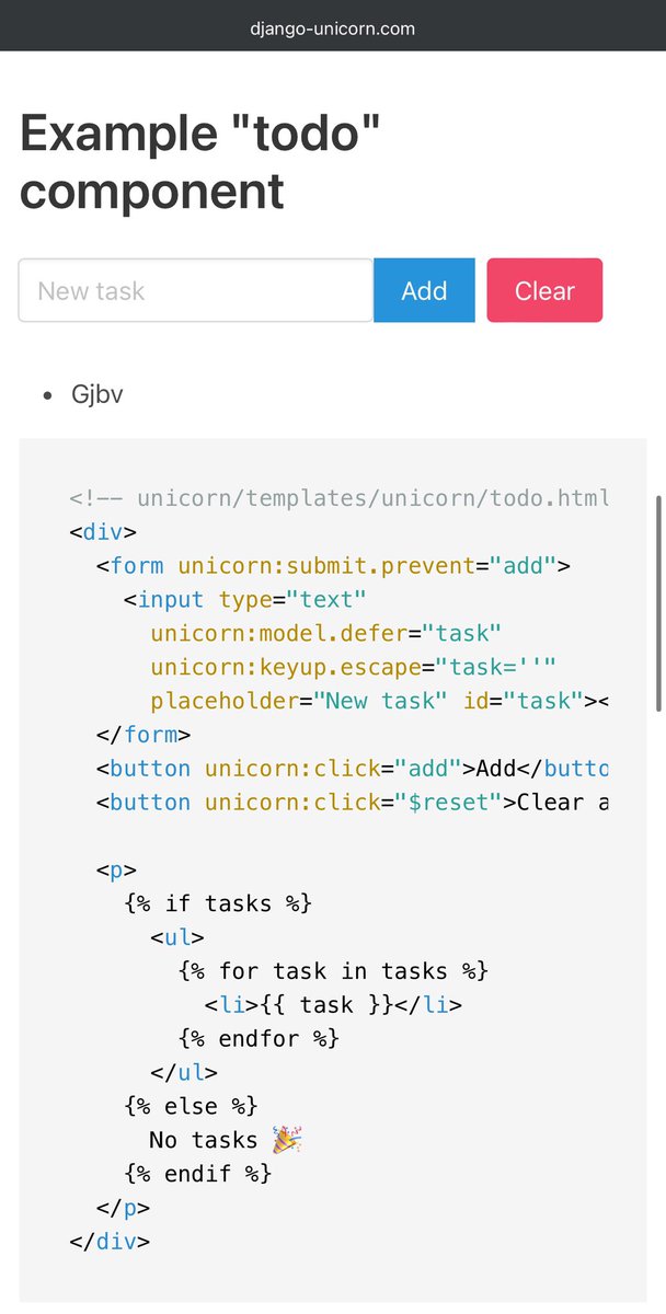 adonis__simo's tweet image. #DevTip si vous souhaitez avoir un expérience de dev sous django similaire à @LaravelLivewire , je vous recommande #djangoUnicorn  #CaParleDev 

django-unicorn.com