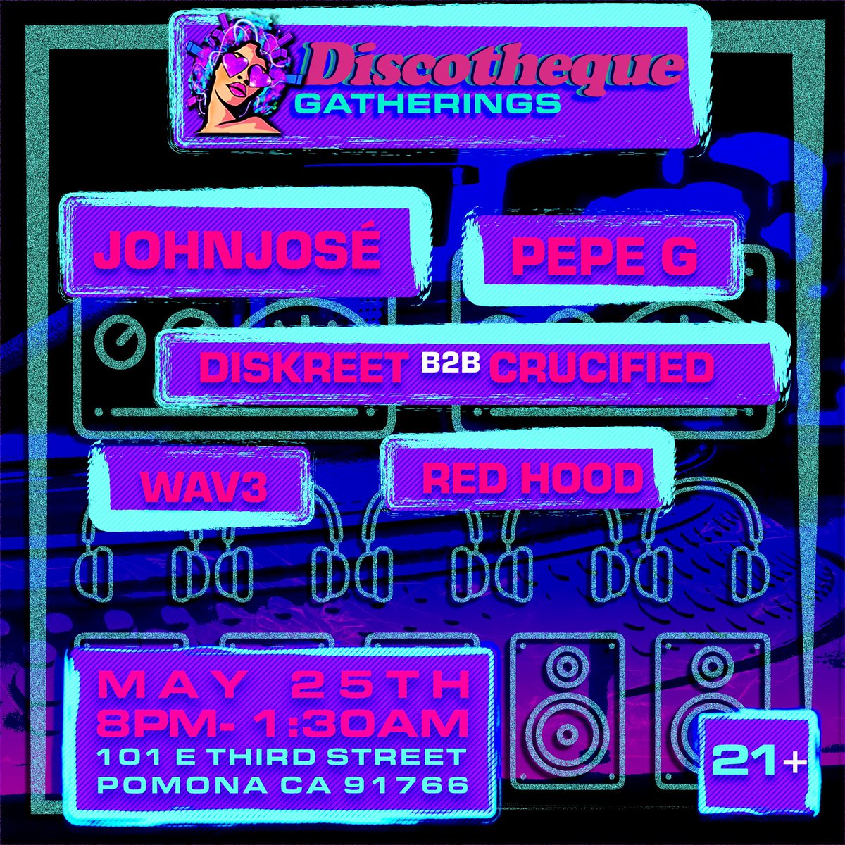 Saturday Night Plans. Meet us back in Pomona for a night of grooves!! Heavy hitters on this line up. Free all night!!