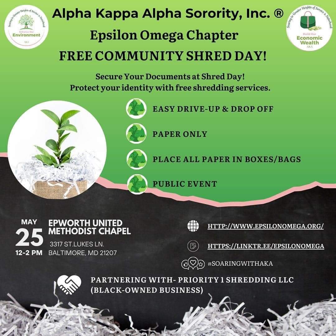 EpsilonOmegaAKA's tweet photo. Let’s shred it, forget it, and make room for the new! 🎉 Epsilon Omega’s Shred Day is your chance to say goodbye to old documents and hello to a clutter-free space! #aka1908💞💚 #soaringwithaka #ShredForgetRepeat #EpsilonOmega https://t.co/LRagi3smid