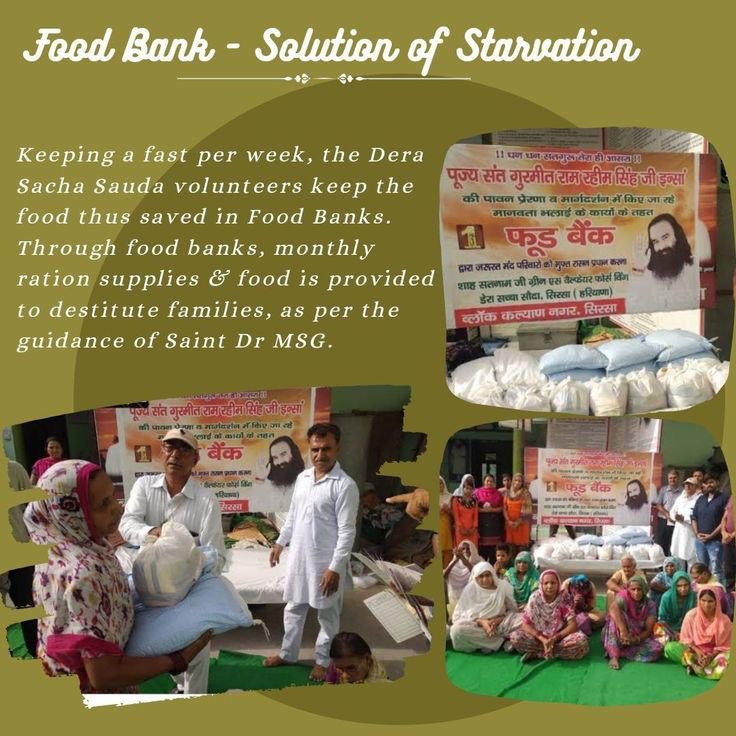 Only a needy person can understand the value of food. With the inspiration of Saint Dr. Gurmeet Ram Rahim Singh Ji Insan, the volunteers of Dera Sacha Sauda provide free ration kits to the needy people under the food bank to help them. #GiftOfFood