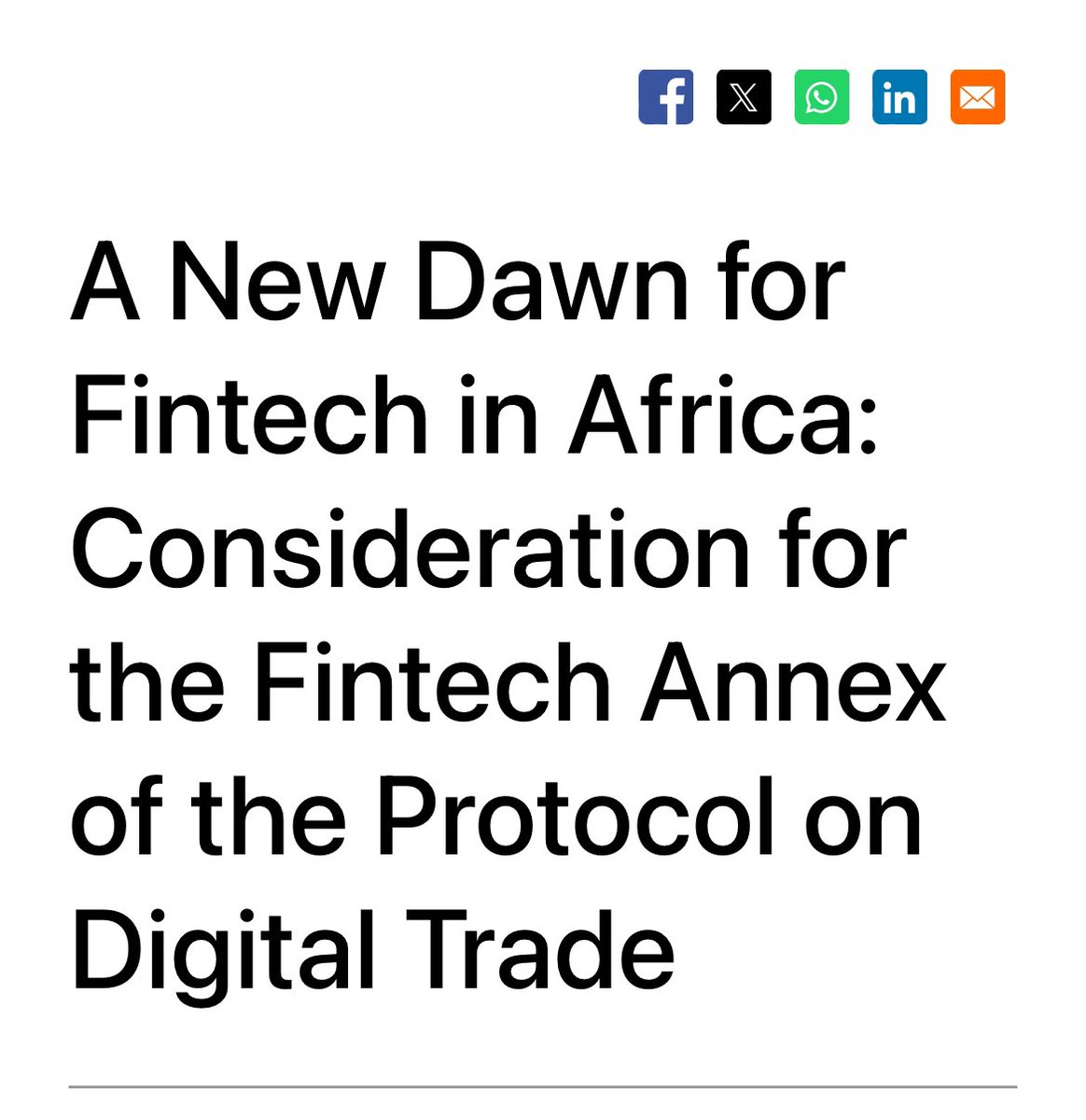 “As AfCFTA members deliberate on the Fintech Annex, several issues should steer & guide their discussions…the aim of this piece is to highlight some…of these issues and offer general considerations for engaging with them.” Albert Puja & Vivienne Lawack. afronomicslaw.org/category/analy…