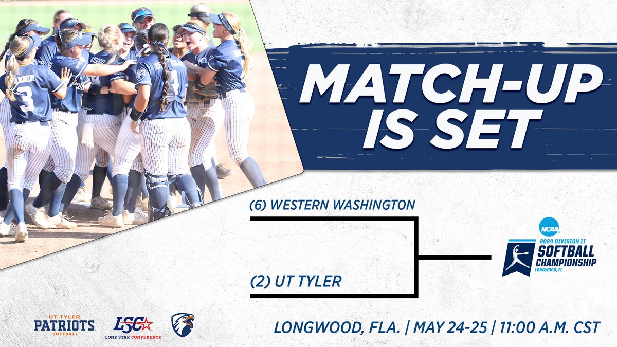 SB | The finals are set. #3 @Patriot_sb and #13 Western Washington will play a best-of-three series on Friday and Saturday to determine who will be the 2024 NCAA Division II Softball National Champions! Game times are set for 11 a.m. on both days! #SWOOPSWOOP