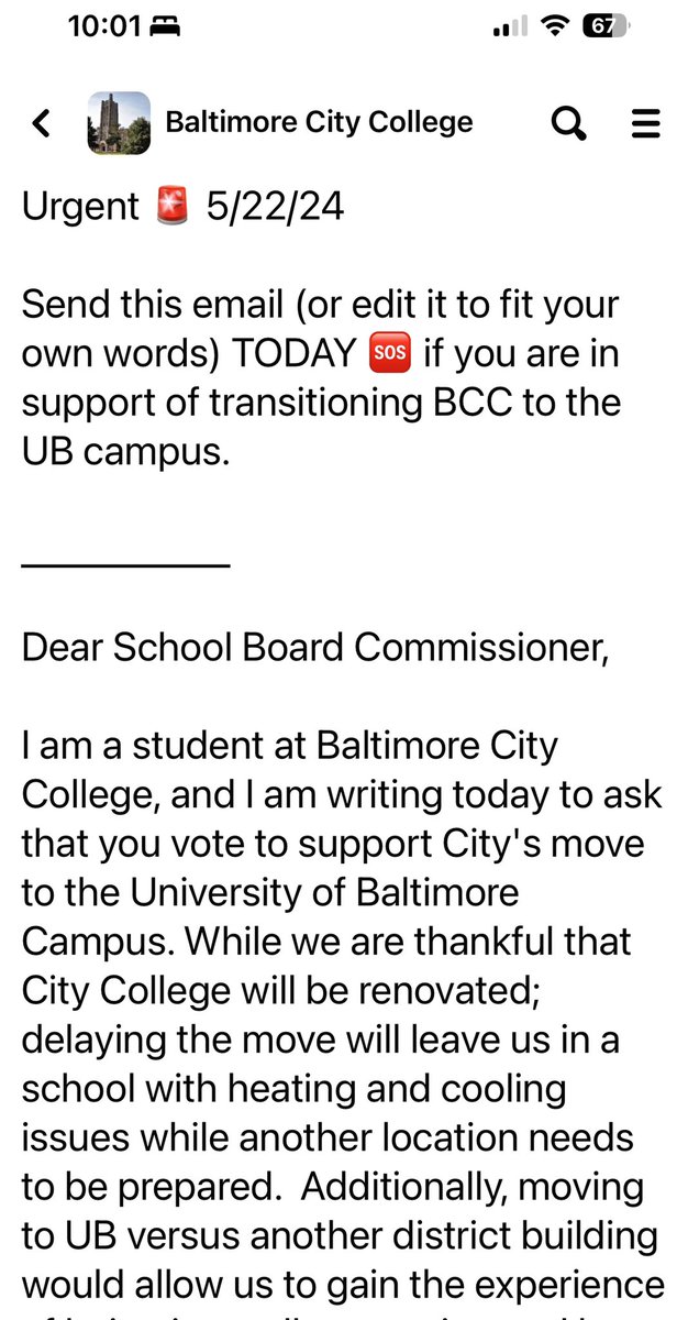 nope. (@gussent) on Twitter photo Parents and students of Baltimore City College tonight are deeply concerned the <a href="/BaltCitySchools/">Baltimore City Public Schools</a> commissioners will vote tomorrow to kill the plan to temp relocate to <a href="/ubaltmain/">The University of Baltimore</a>. If true, why?
cc: <a href="/BaltimoreBanner/">The Baltimore Banner</a> <a href="/wbaltv11/">WBAL-TV 11 Baltimore</a> <a href="/baltimoresun/">The Baltimore Sun</a> <a href="/baltfishbowl/">Baltimore Fishbowl</a> <a href="/wjz/">WJZ | CBS Baltimore</a> <a href="/BaltimoreBrew/">Baltimore Brew</a> Parents and students of Baltimore City College tonight are deeply concerned the <a href="/BaltCitySchools/">Baltimore City Public Schools</a> commissioners will vote tomorrow to kill the plan to temp relocate to <a href="/ubaltmain/">The University of Baltimore</a>. If true, why?
cc: <a href="/BaltimoreBanner/">The Baltimore Banner</a> <a href="/wbaltv11/">WBAL-TV 11 Baltimore</a> <a href="/baltimoresun/">The Baltimore Sun</a> <a href="/baltfishbowl/">Baltimore Fishbowl</a> <a href="/wjz/">WJZ | CBS Baltimore</a> <a href="/BaltimoreBrew/">Baltimore Brew</a>