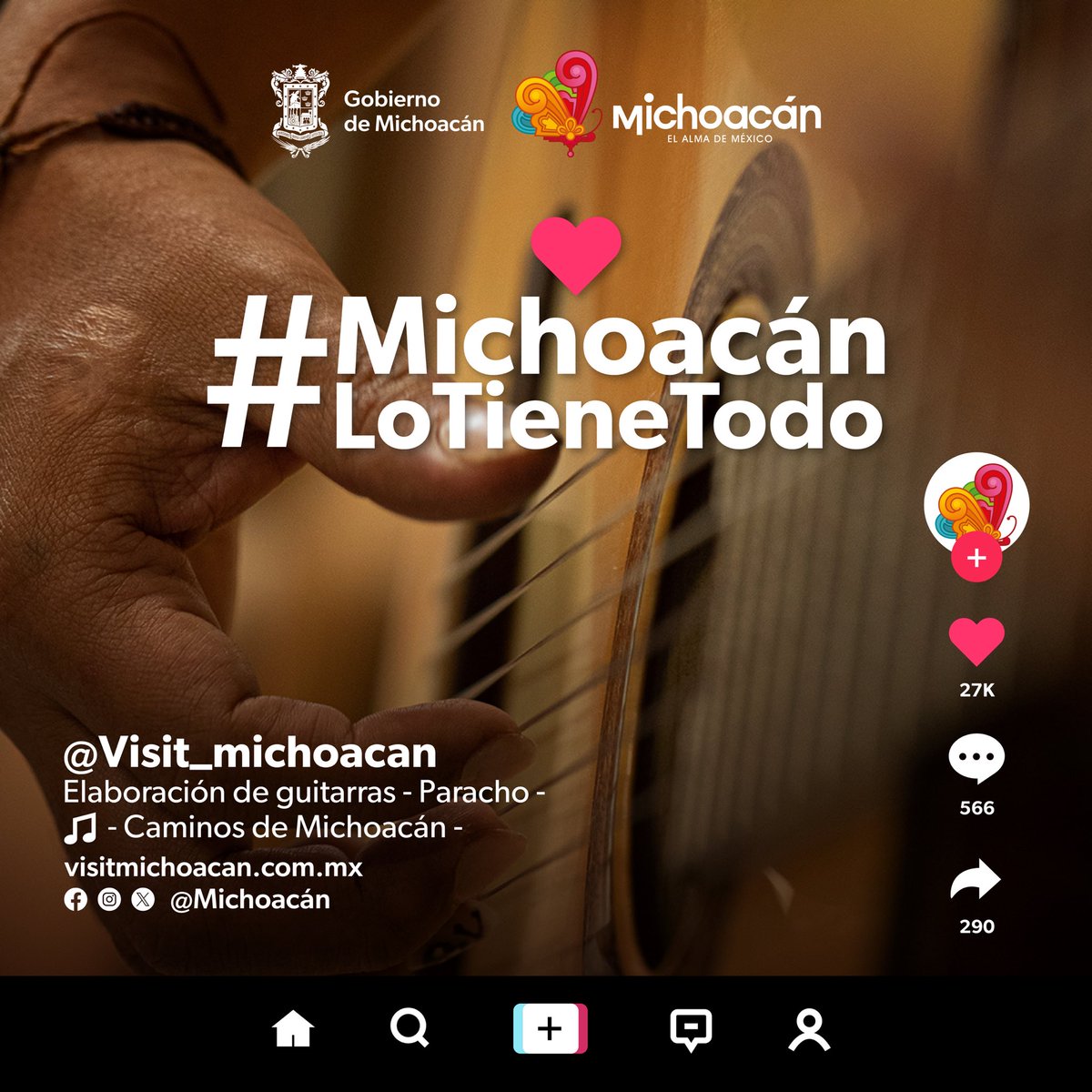 Conocido como la capital mundial de las guitarras, el pueblo mágico de Paracho te invita a descubrir por qué #MichoacánLoTieneTodo. 🎸✨