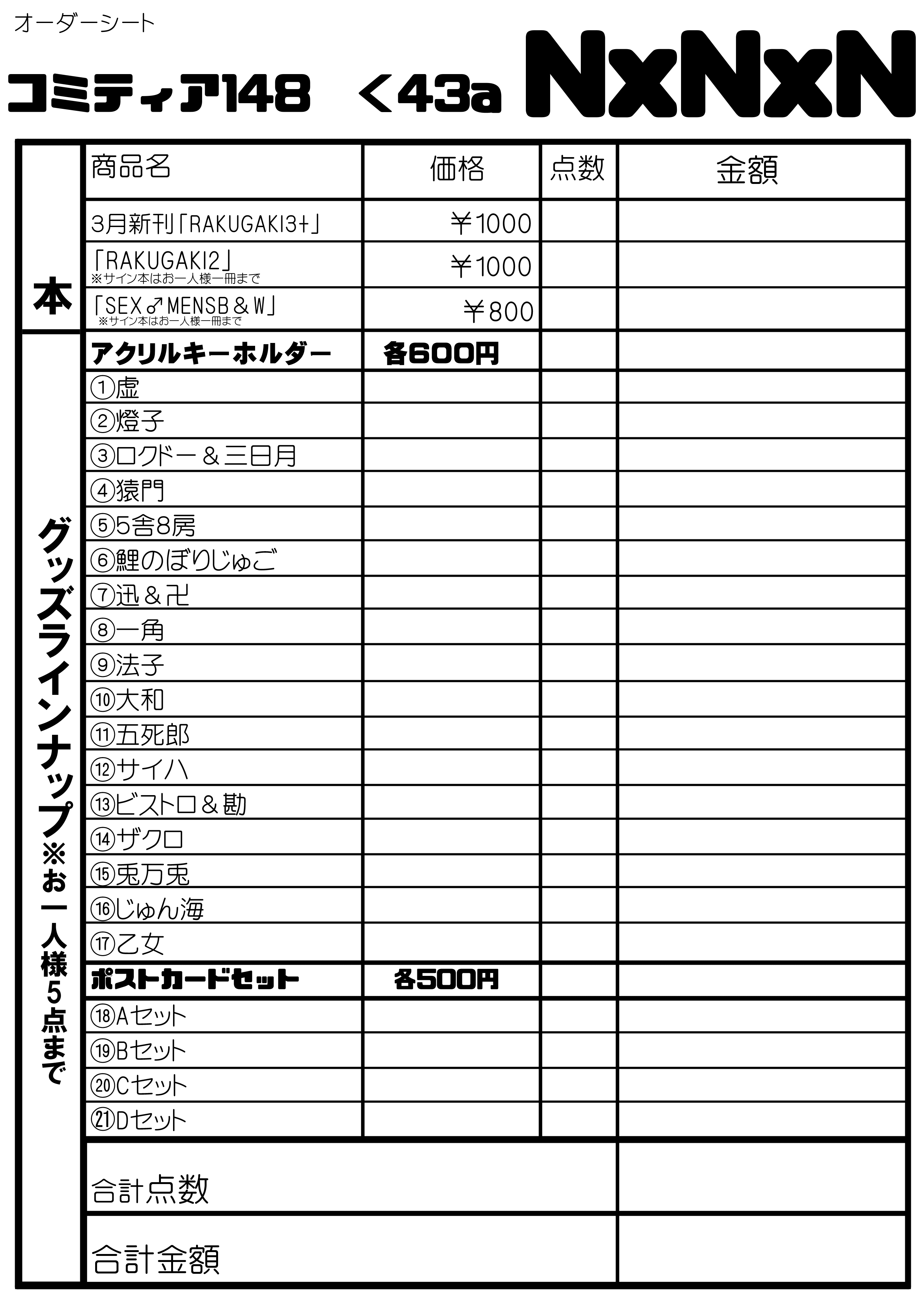 大特価 意味 双又翔@ナンバカ в X: „【5/26コミティアお品書き】く43a「NxNxN ラウンド用品・アクセサリー
