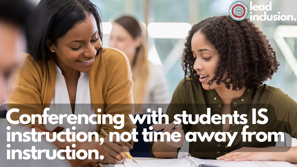 🗣️ Conferencing with #students to reflect on progress and co-construct #feedback and next steps is some of the best #assessment we can engage in. And it IS instruction, not time away from instruction. #LeadInclusion #EdLeaders #Teachers #UDL #Inclusion #SBLchat #TeacherTwitter