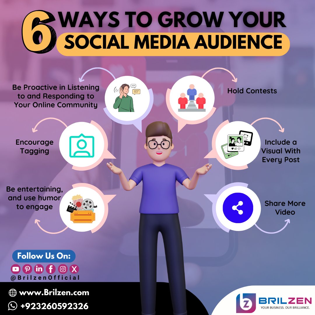 Want to grow your social media presence?

Try these 6 ways to boost your online engagement and reach a wider audience!

Don't forget to follow @Brilzenofficial for more tips

#Brilzen #SocialMediaGrowth #OnlineMarketing #DigitalMarketingTips #SocialMediaMarketing #GrowYourBrand