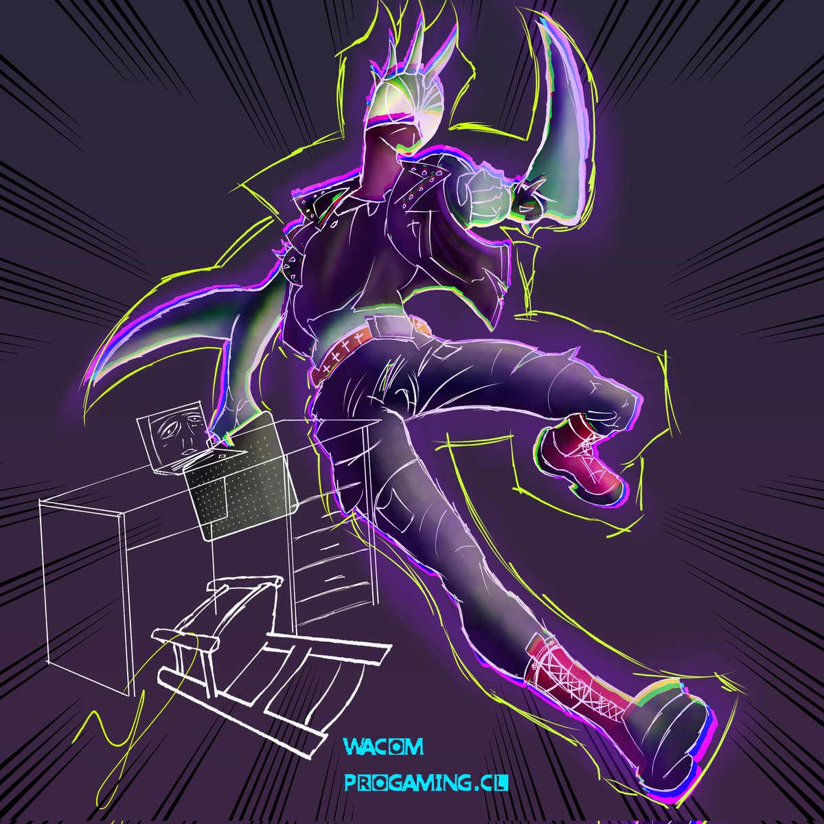 Plutt0_t's tweet photo. HELLO! THERE'S PLUTTØ! Srry for not submit post for very days but! Here are a new draw. For a contest, the prize is a grafic tablet, @WacomChile and progaming (Doesn't know his name in X), it's Gallahad drawing in a Wacom One Small 2023 but someone steal his pencil and runs! Bye. https://t.co/8ptOzSKYcU