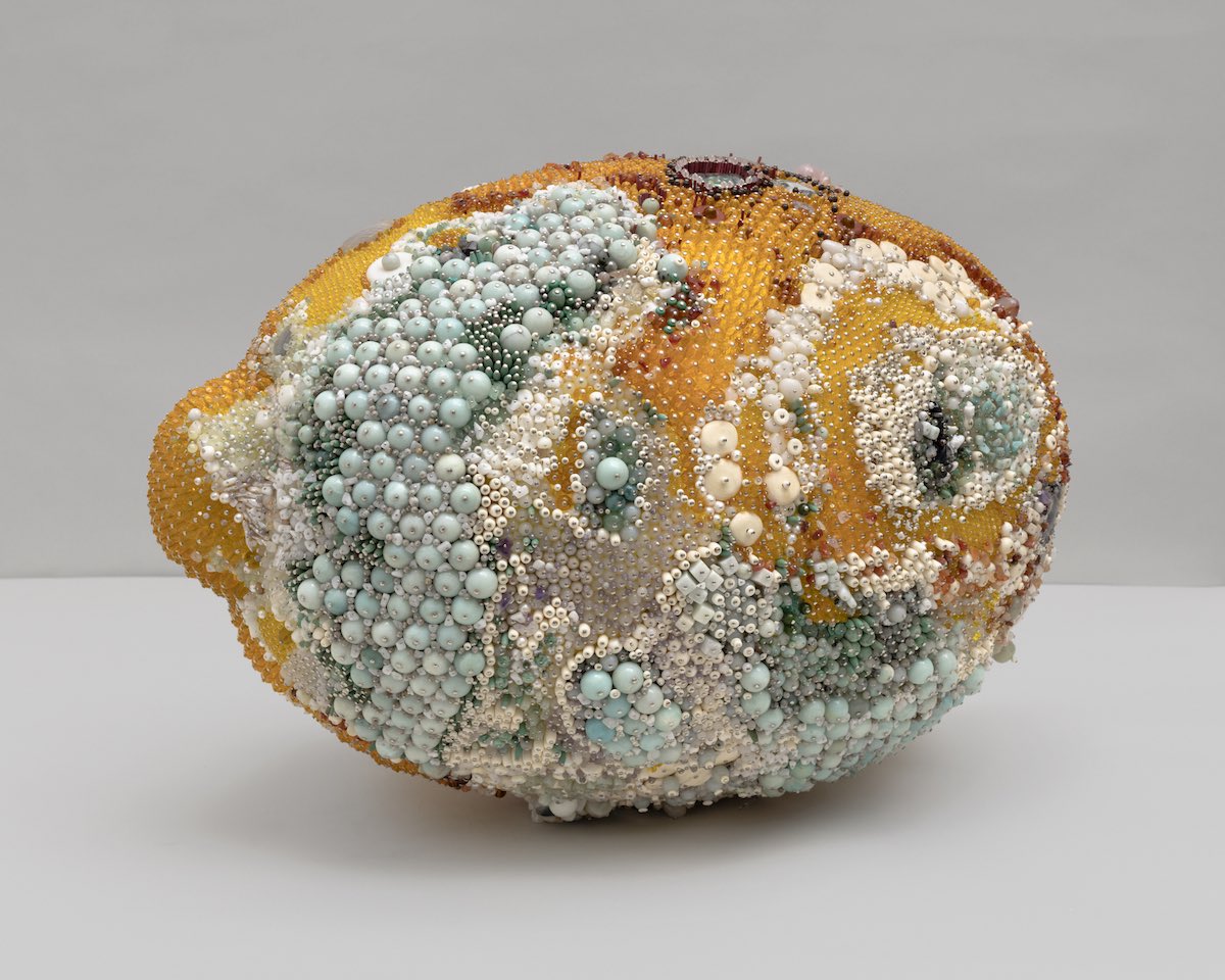 XYPP_Studio's tweet photo. Bad Fruit by Kathleen Ryan made using gemstones including opals, amber, crystal, and pearls. https://t.co/d3ftoDKYGU