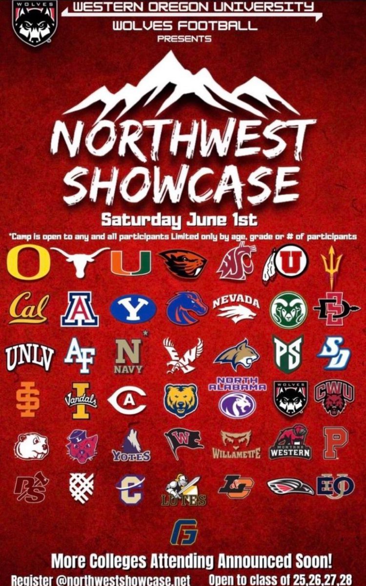 I will be attending the <a href="/THENWSHOWCASE/">Northwest Showcase</a> next week. Grateful for the opportunity! <a href="/LHSBengalsFB/">Lewiston High School Football</a> <a href="/VandalFootball/">Idaho Football</a> <a href="/WSUCougarFB/">Washington State Football</a> <a href="/PrepRedzoneID/">Prep Redzone Idaho</a>