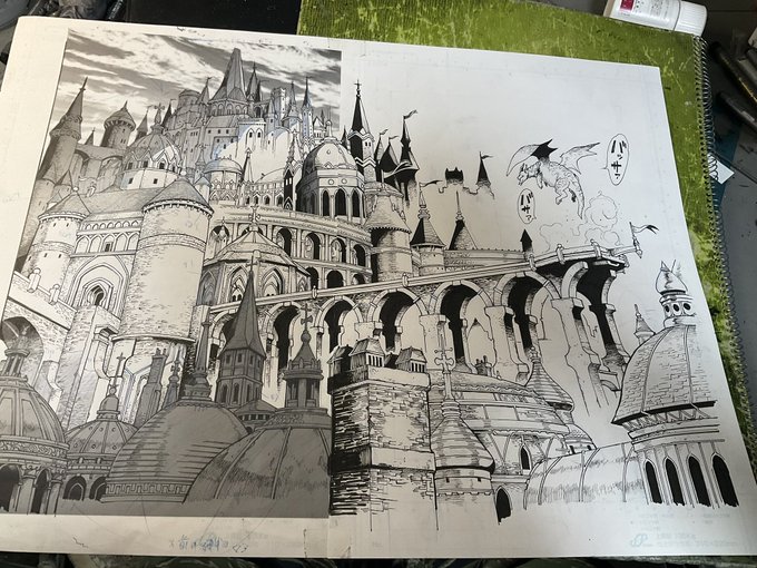 繋げた。左に元コマの枠線があるんであそこが立ち切り線になるから絵を全体に左にスライド、右が切れたら画面拡大で対応してもらおう(丸投げ) 