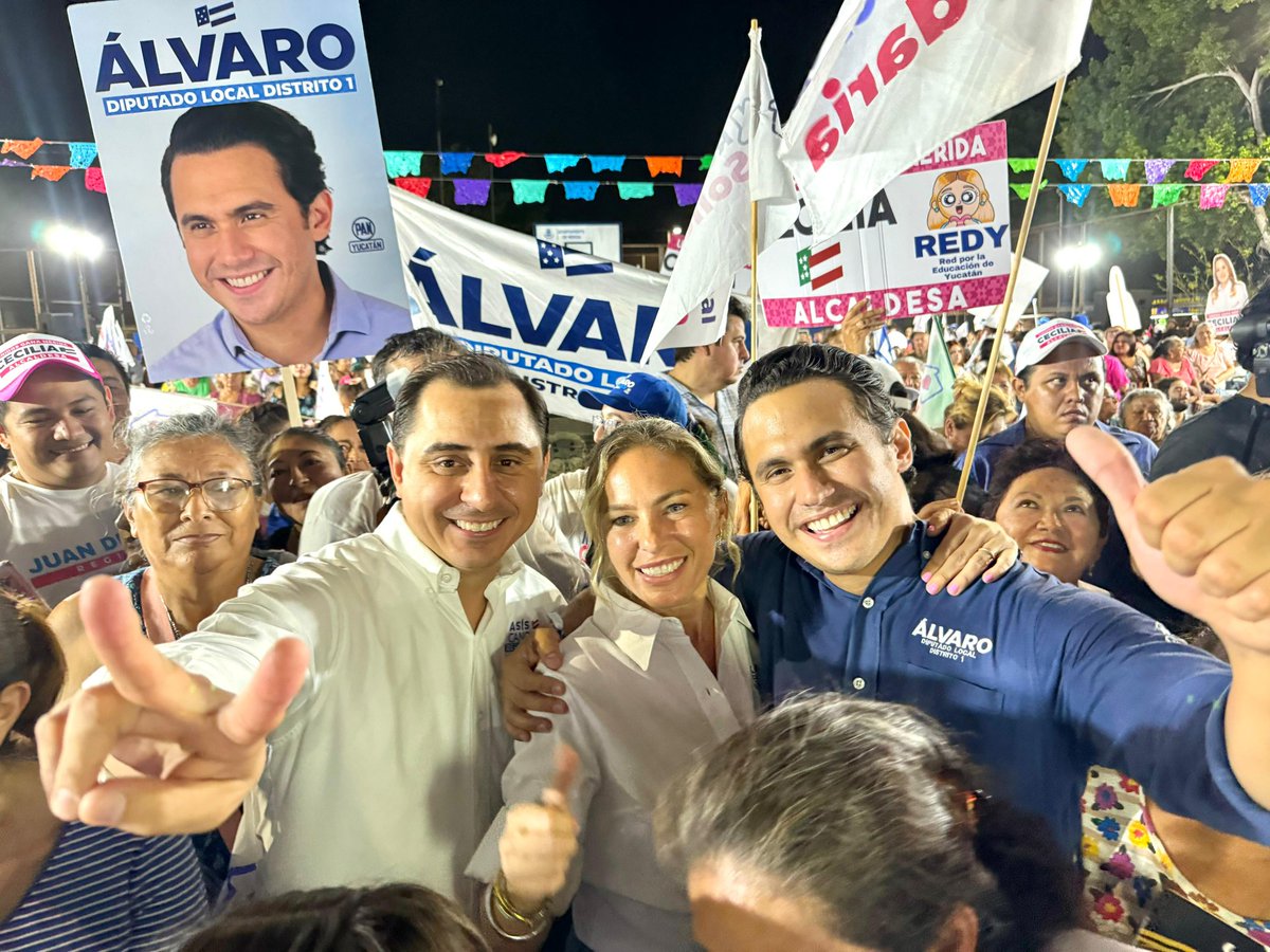 Acompañamos a los que serán nuestro Gobernador y Alcaldesa, <a href="/RenanBarrera/">Renán Barrera</a> y <a href="/CeciliaPatronL/">Cecilia Patrón Laviada</a> , así como a los próx legisladores <a href="/AlvaroCetina/">Álvaro Cetina</a>, <a href="/KathiaBolio/">Kathia Bolio Pinelo</a> y #SergioVadillo, al cierre de campaña en el dto 1 local, donde los Meridanos están listos para cuidar a #Mérida y #Yucatán