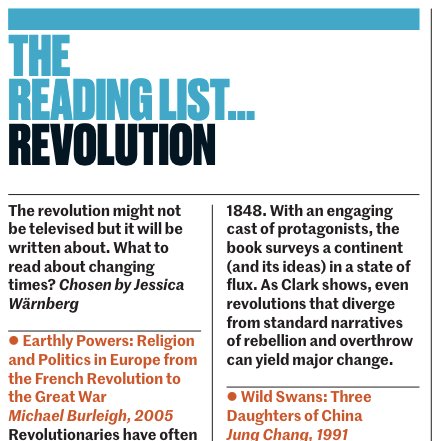 I had great fun putting together this reading list on the theme of revolution for this month's issue @HistoryToday. From religious upheavals to Mao's Red Guards via 1848...