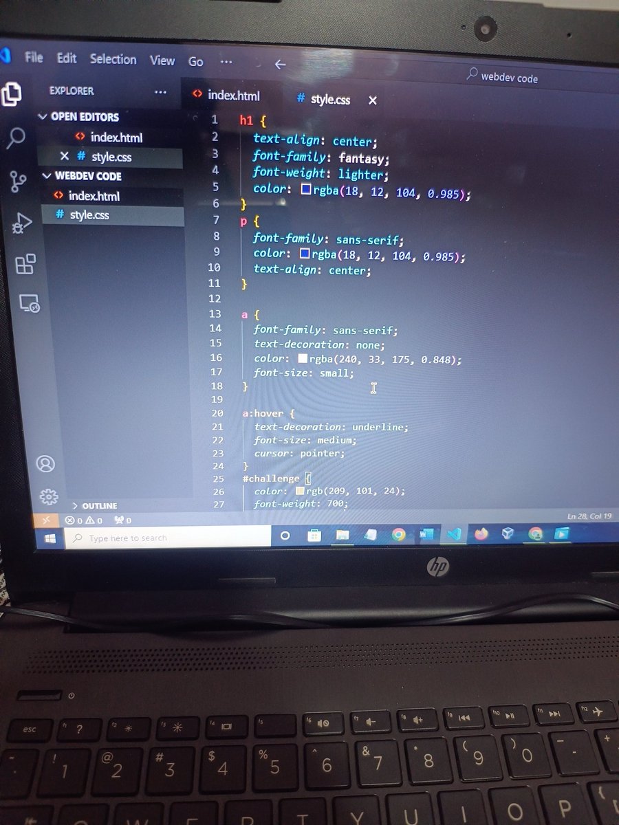 DAY-2 #100daysofcoding Today I learnt how to add link to html by using css and href command. Also learned to change color, font, size of texts and also learned how to add hover commands. Learned how to import fonts from googlefonts and use them.💻