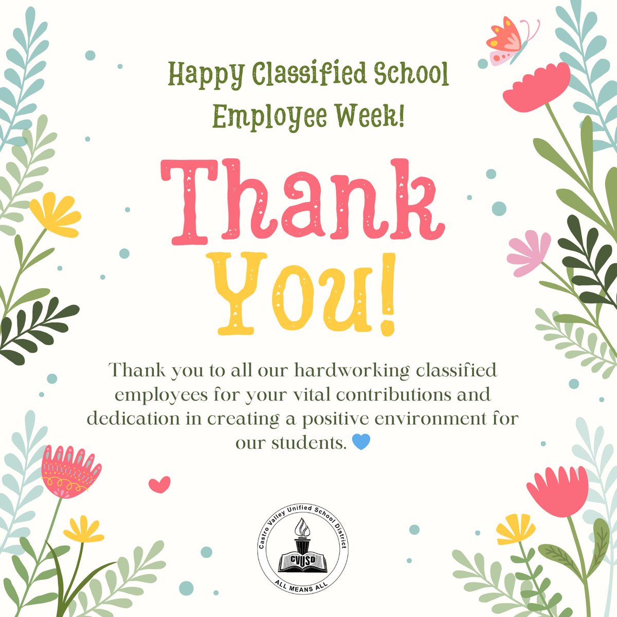 🎉Celebrating Classified School Employee Week! 🍎 Thank you to all the unsung heroes working behind the scenes to support students, teachers, and schools. Your dedication and hard work do not go unnoticed! 👏 #ClassifiedSchoolEmployeeWeek #EducationHeroes #ThankYou