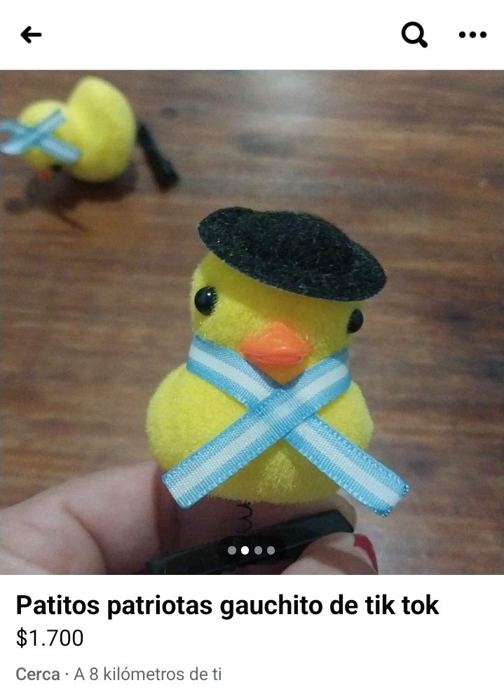 a mi lo de los patitos me parecía una pavada tremenda pero ahora vi en marketplace esta versión patriota gauchito y me interpeló😭😭