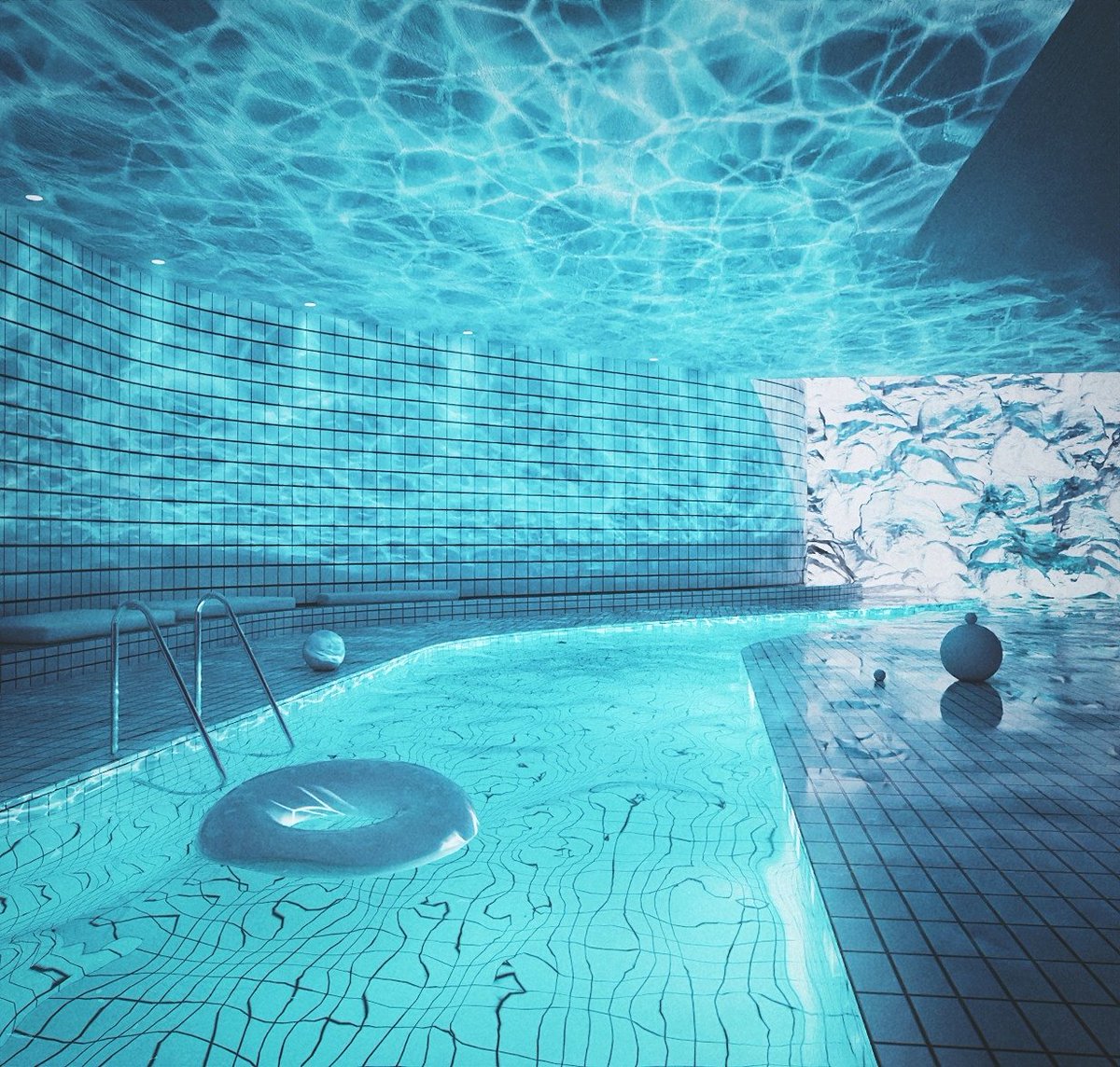 cold day at the lazy river 
#vaporwave #liminalspace #dreamcore
#poolcore #art #architecture