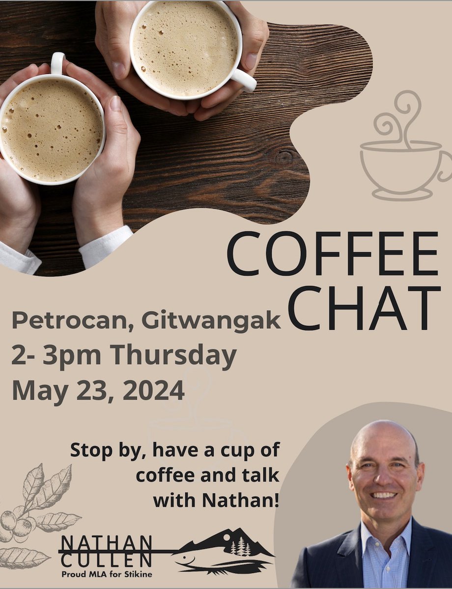 If you're around Gitwangak tomorrow I'm buying coffee at the Petrocan between 2-3 pm. Come on by and let me know what's on your mind! #bcpoli #stikine
