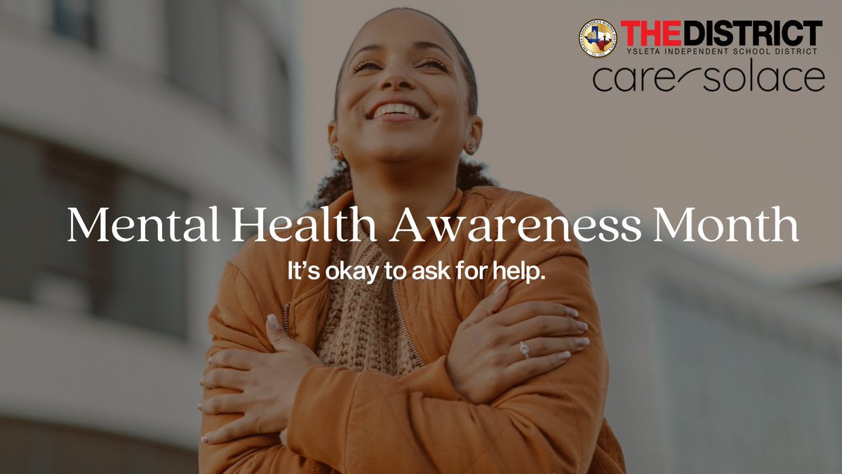 May is #MentalHealthAwareness Month! Let's break the stigma and encourage open conversations. If you're struggling, you're not alone. Reach out to a friend, family member, or find a mental health care provider by contacting 888-515-0595 or caresolace.com/ysleta. #YouAreEnough