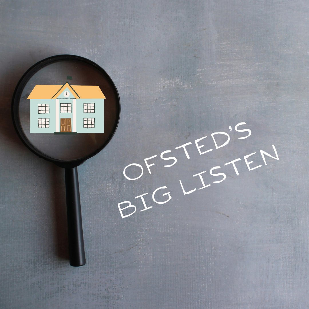 As educators, our work is influenced by #Ofsted, who are now inviting us to join their #BigListen consultation.
 
Share your views on: Reporting Inspection Practice Culture & purpose Impact.  

Comment on what matters to you: ow.ly/M1U450RQFjS