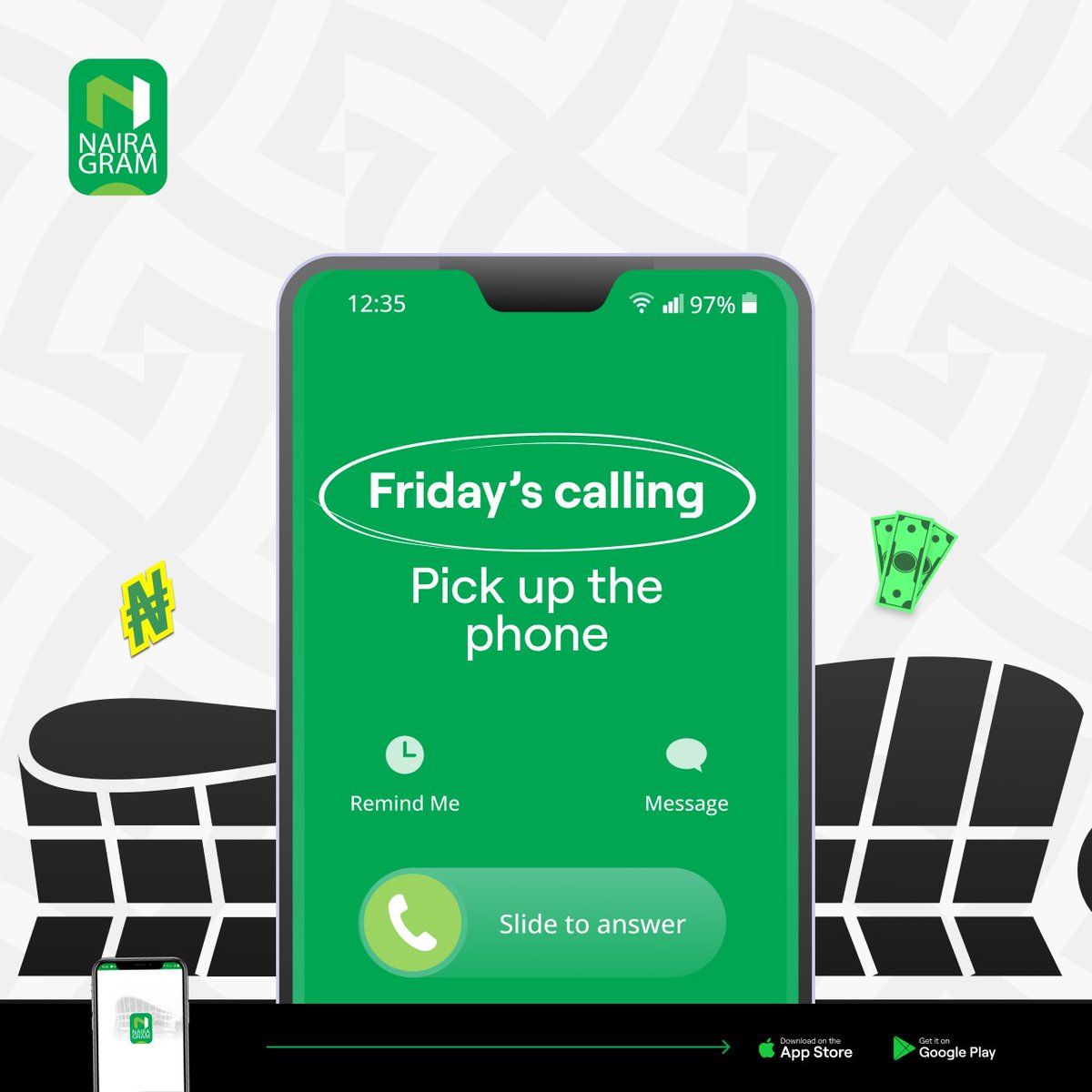 It’s almost the end of the week and we’re definitely looking forward to TGIF. 💃🏾

How do you unwind on Fridays?

#nairagramllc #sendmoney #moneytransfer #sendmoneytoafrica #tgif