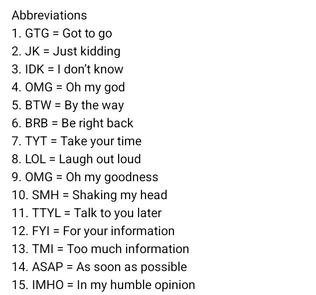 Abbreviations