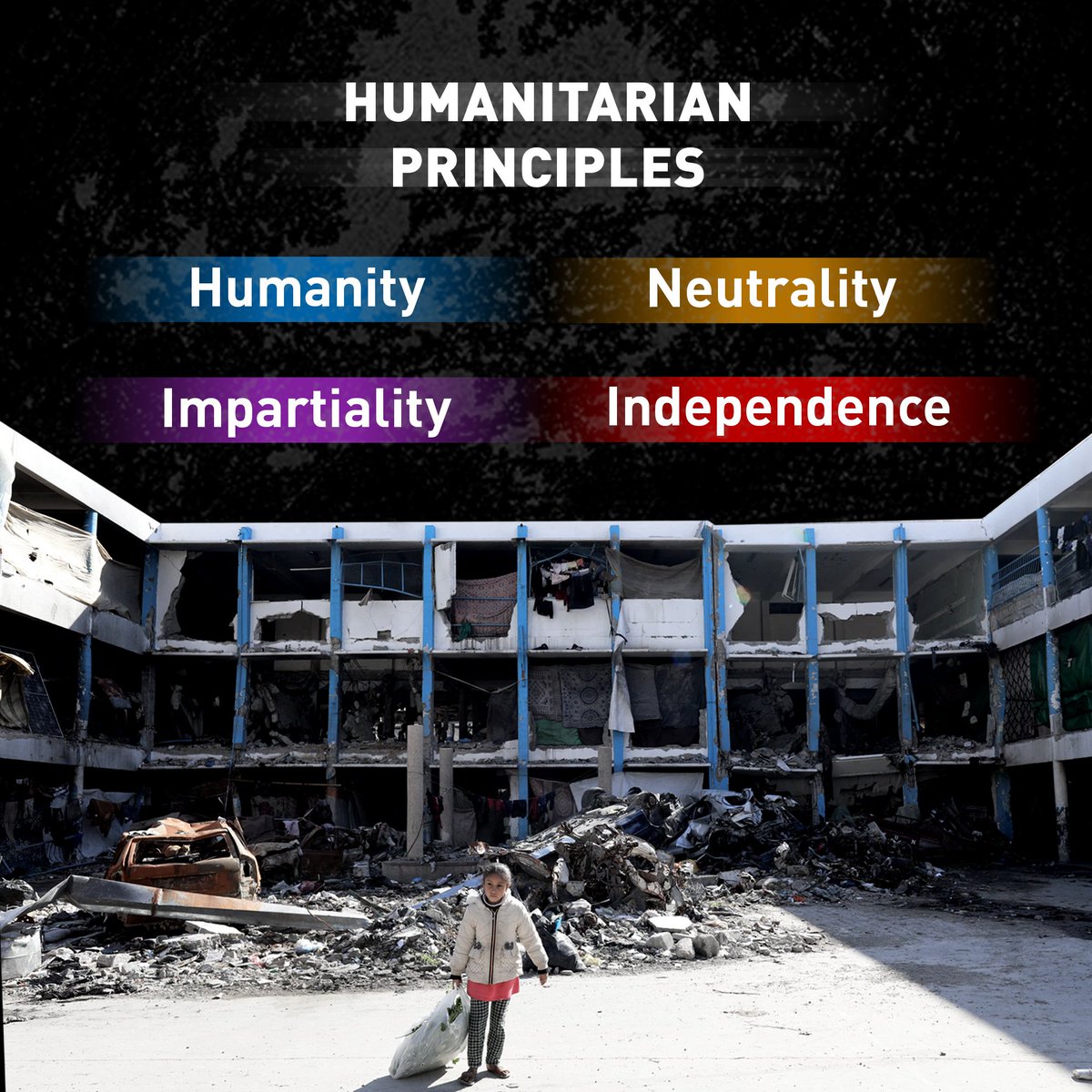 At @EduCannotWait, we reaffirm our commitment to uphold the humanitarian principles that guide the @UN’s efforts to reach those in need – especially crisis-affected children. 🟧Humanity 🟦Neutrality 🟪Impartiality 🟥Independence #NotATarget @UNRWA @UNOCHA @UNICEF @UNHumanRights