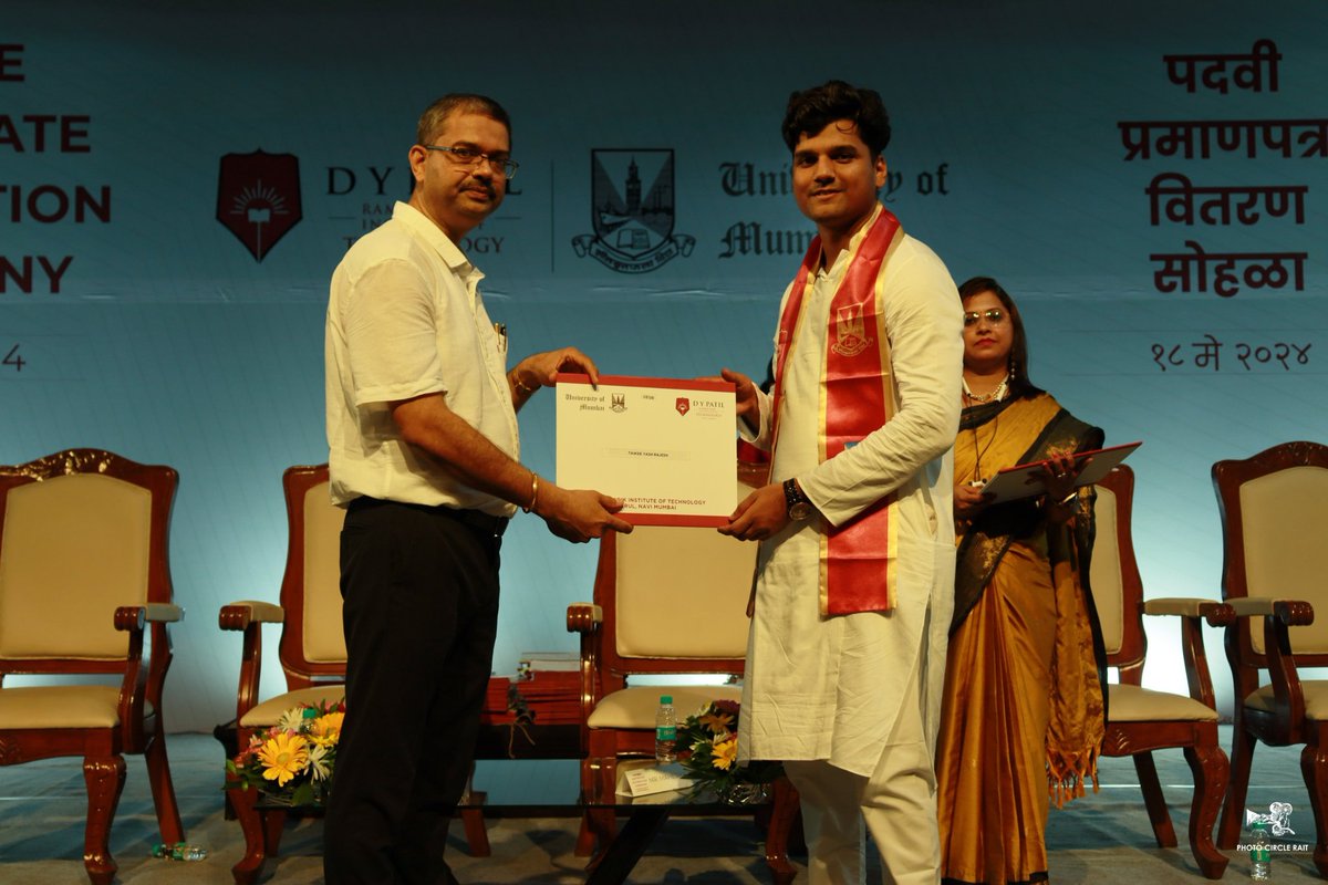 I'm very proud to say that my son Yash is felicitated with a Degree in  Engineering  Computer Science from DY Patil college . 
Bappa Bless you always ...