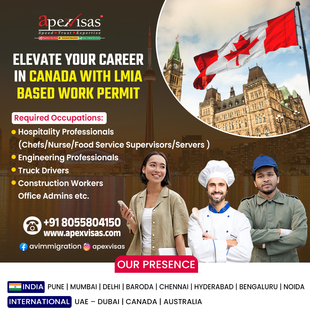 🚀 Elevate Your Career in Canada with an LMIA-Based Work Permit! 🇨🇦

📞 +91-80558 04150
🌐 apexvisas.com/apply-for-cana…

#CanadaWorkPermit #LMIA #CareerInCanada #ApexVisaConsultancy #HospitalityJobs #EngineeringJobs #TruckDrivingJobs #ConstructionJobs #OfficeAdminJobs