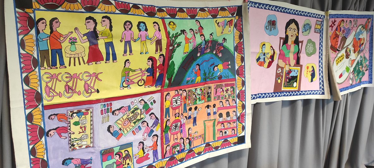 In an ARTing workshop listening to Ruby talk about her Mithila artworks "It is an emotion, it connects generation to generation". #EverdayPeacebuilding <a href="/Mobile__Arts/">Mobile Arts for Peace</a>