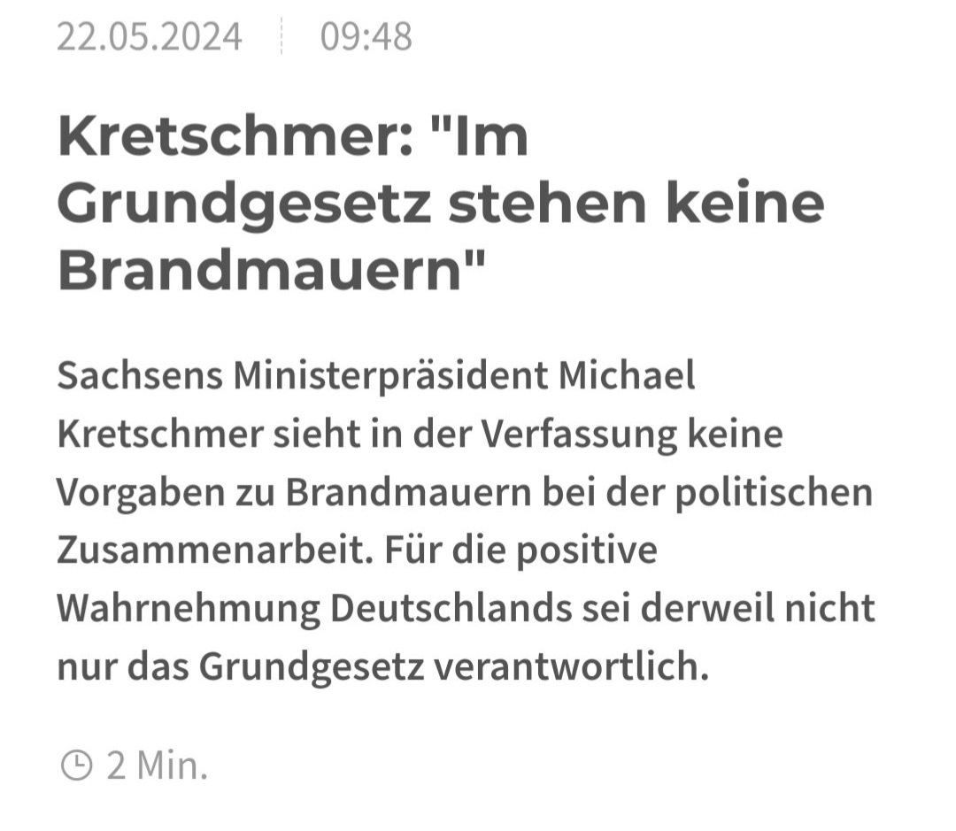 Was dem #CDU‐Vize und Ministerpräsidenten des am weitesten nach rechts abgerutschten Bundeslandes zum #Grundgesetz einfällt. Es ist zum Fremdschämen. #Kretschmer