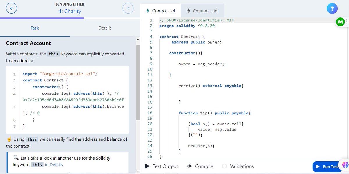 Learning about EOa, message calls and practising some test examples using Solidity...
1. EOA = Externally Ownd acc managed by provate keys and not smart contract: send msg to smrt contract, recv/send ether
2.Message calls =communication btwn smart contracts
#LearnInPublic #web3‌‌