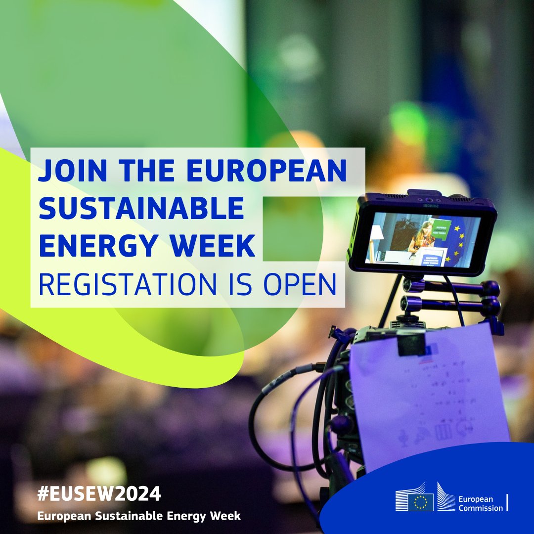 Have you registered for the European Sustainable Energy Week 11-13 June? The conference offers a rich agenda with: 🔸 High-level speakers & debates 🔸 #EUSEW2024 Awards 🔸 European Youth Energy ⚡️ Day Discover the full programme and book your seat 👇 interactive.eusew.eu