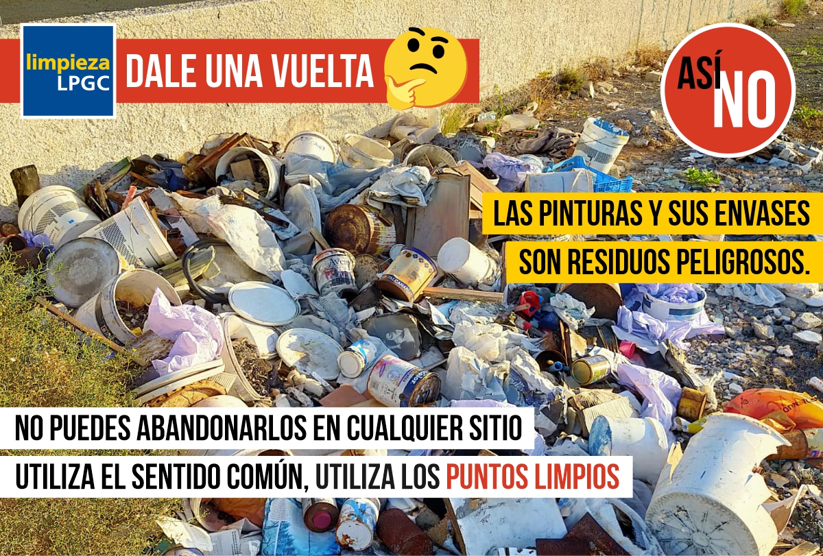 LimpiezaLPGC's tweet photo. #AsíNo
Las pinturas y sus envases son residuos peligrosos ⚠️ y contaminan el medio ambiente… No puedes abandonarlos en cualquier sitio.
👉 Utiliza en sentido común, utiliza los #PuntosLimpios ♻️ #SeResponsable https://t.co/FbFhyfHi9o
